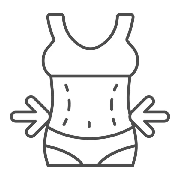 Vrouwen taille met pijlen dunne lijn pictogram, Dieet concept, slank dieet teken op witte achtergrond, Gewichtsverlies pictogram in outline stijl voor mobiele concept en web design. vectorgrafieken. — Stockvector