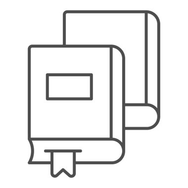 İki kağıt kitabı, ince çizgi ikonu, çevrimiçi eğitim kavramı, beyaz arkaplan üzerine ders kitapları imzası, mobil konsept ve web tasarımı için ana hatlı kitap koleksiyonu ikonu. Vektör grafikleri.