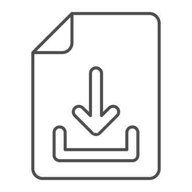 İnce satır simgesi, çevrimiçi eğitim konsepti, beyaz arkaplanda ok işareti olan metin belgesi, mobil ve web için taslak biçiminde Belge simgesi indir. Vektör grafikleri.