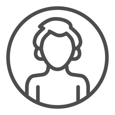 Çember çizgisi ikonu, çevrimiçi eğitim konsepti, beyaz arka planda erkek avatar profili işareti, mobil ve web tasarımı için ana hatlı erkek silueti simgesi. Vektör grafikleri.