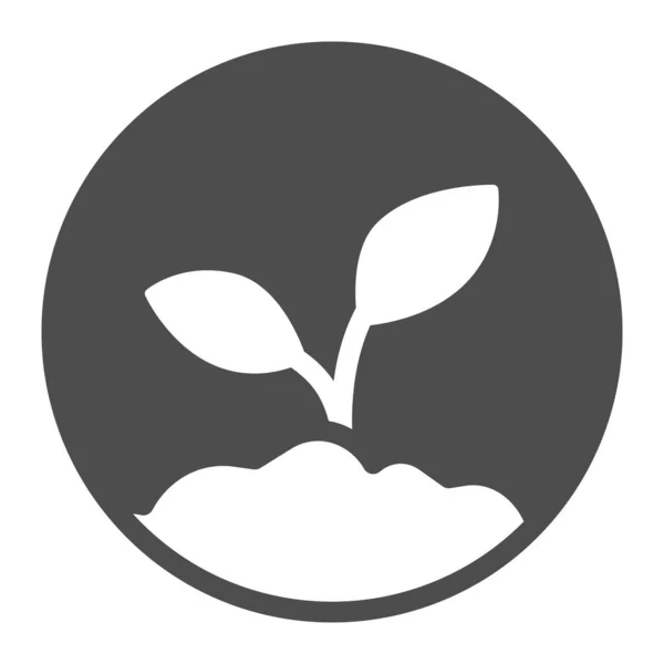 Sprout in de grond solide icoon, startup concept, ecologisch zuivere product teken op witte achtergrond, plant groeien in de grond icoon in glyph stijl voor mobiel en web design. vectorgrafieken. — Stockvector