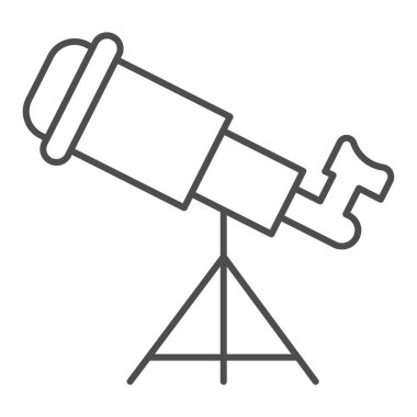 Teleskop ince çizgi simgesi, başlangıç konsepti, beyaz arkaplanda tek göz işareti, mobil konsept ve web tasarımı için ana hatlı simge. Vektör grafikleri.