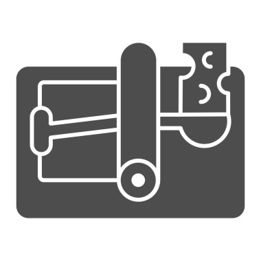 Peynir katıksız ikonlu fare kapanı, böcek kontrol konsepti, beyaz arka planda fare kapanı işareti, kemirgenler mobil konsept ve web tasarımı için sembol şeklinde simge yemi. Vektör grafikleri.