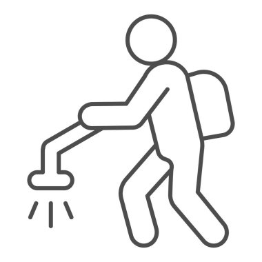 Böcek ilaçlama ikonu olan adam, böcek ilaçlama konsepti, beyaz arka planda böcek ilaçlama imzası, mobil ve web tasarımı için sprey ikonu olan böcek ilaçlama ikonu. Vektör grafikleri.