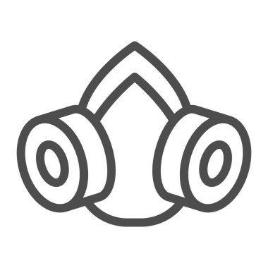 Gaz maskesi çizgisi simgesi, haşere kontrol konsepti, beyaz arka planda Solunum cihazı işareti, mobil konsept ve web tasarımı için ana hatlı böcek kontrol ekipmanı simgesi. Vektör grafikleri.