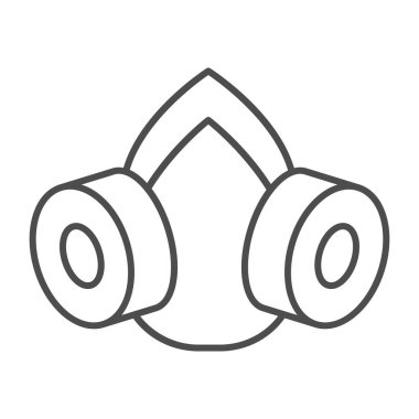 Gaz maskesi, ince çizgi ikonu, böcek kontrol konsepti, solunum cihazının beyaz arka planda imzası, mobil konsept ve web tasarımı için ana hatlı böcek kontrol ekipmanı ikonu. Vektör grafikleri.