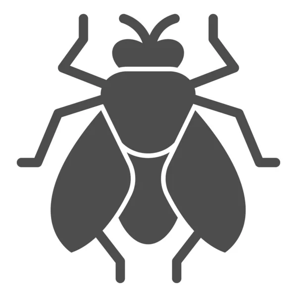 Ícone de mosca sólida, conceito de controle de pragas, sinal de inseto no fundo branco, ícone de silhueta de mosca no estilo glifo para conceito móvel e web design. Gráficos vetoriais. — Vetor de Stock