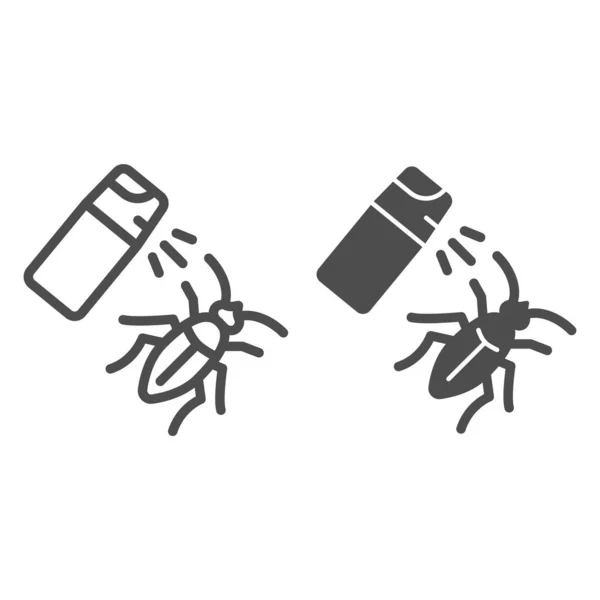 喷雾瓶和蟑螂线和固体图标，害虫控制概念，白色背景上的昆虫喷雾标志，昆虫毒球图标轮廓风格移动和网络。矢量图形. — 图库矢量图片