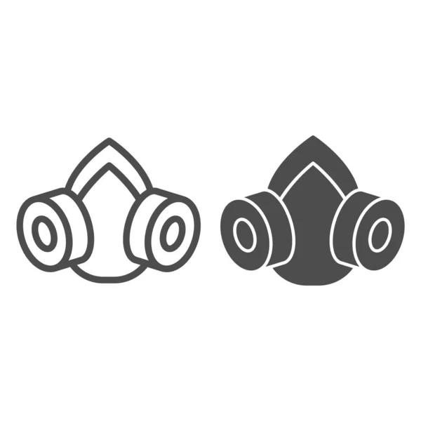 Gasmasker lijn en solide pictogram, ongediertebestrijding concept, Respirator teken op witte achtergrond, Ongediertebestrijding apparatuur pictogram in grote lijnen voor mobiele concept en web design. vectorgrafieken. — Stockvector