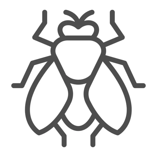 Fliegenlinien-Symbol, Schädlingsbekämpfungskonzept, Insektenzeichen auf weißem Hintergrund, Fliegensilhouetten-Symbol im Umrissstil für mobiles Konzept und Webdesign. Vektorgrafik. — Stockvektor
