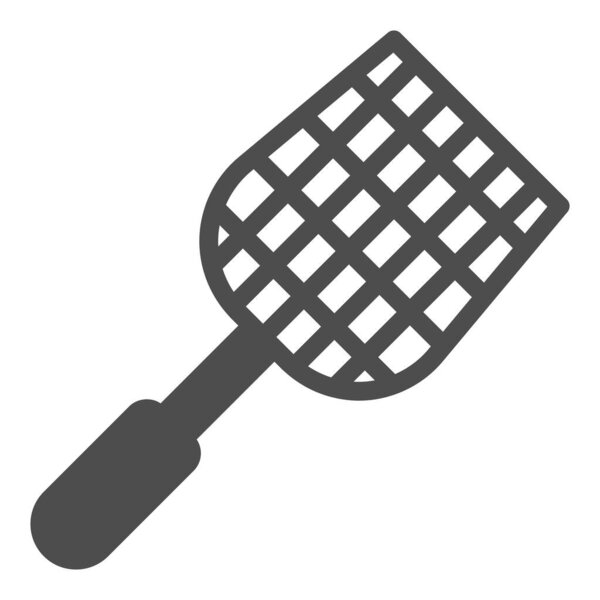 Fly swatter твердая икона, концепция борьбы с вредителями, символ мухомора на белом фоне, значок мухомора в стиле глиф для мобильной концепции и веб-дизайна. Векторная графика.