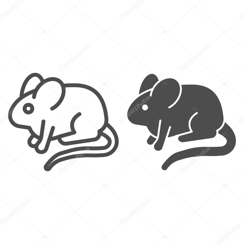 Experimental laboratory mouse line and solid icon, pest control concept, rat sign on white background, mouse icon in outline style for mobile concept and web design. Vector graphics