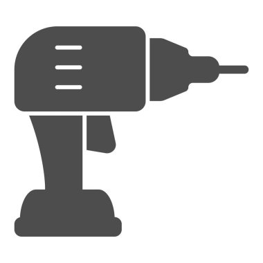 Elektrikli matkap, çalışma günü konsepti, beyaz arka planda tornavida imzası, mobil konsept ve web tasarımı için el matkabı ikonu. Vektör grafikleri.