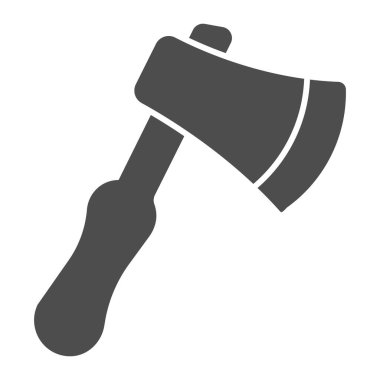 Katı balta simgesi, çalışma günü konsepti, beyaz arka planda odun işareti kesme aracı, mobil konsept ve web tasarımı için glifli simge. Vektör grafikleri.