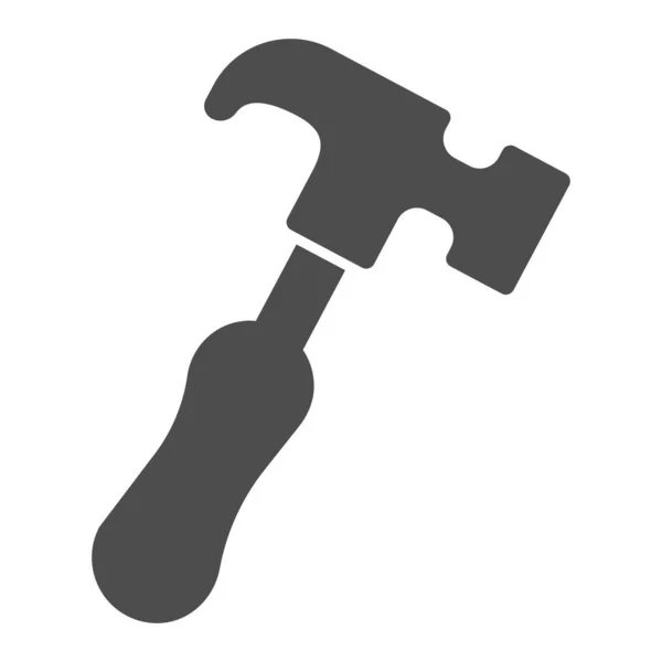 铁锤实心图标，劳动节概念，白色背景上的木工设备标志，移动概念和网页设计中的爪锤图标。矢量图形. — 图库矢量图片