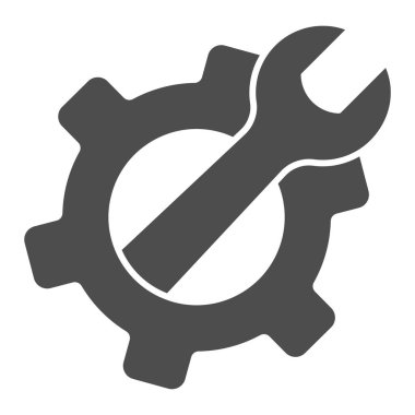 Vites katı simgesi, çalışma günü konsepti, beyaz arka planda servis aracı işareti, mekanizma ve mobil konsept ve web tasarımı için ayarlanabilir ingiliz anahtarı simgesi. Vektör grafikleri.