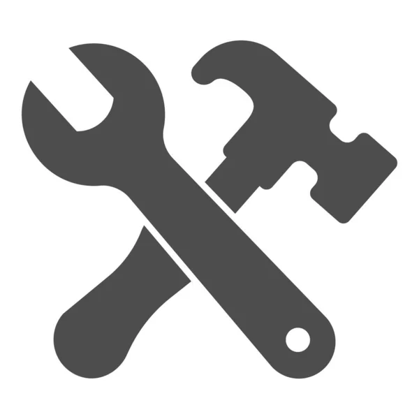 Wrench with hammer solid icon, labour day concept, carpentry equipment sign on white background, hammer and wrench icon in glyph style for mobile concept and web design. Vector graphics. — Stock Vector