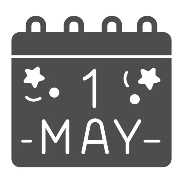 Kalender met mei Dag solide icoon, arbeidsdag concept, Internationale Arbeiders vakantie teken op witte achtergrond, Arbeid dag kalender icoon in glyph stijl voor mobiel concept. vectorgrafieken. — Stockvector