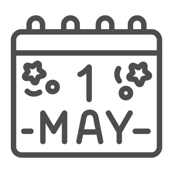 Calendário com ícone de linha do dia de maio, conceito de dia de trabalho, sinal de feriado Trabalhadores internacionais no fundo branco, ícone do calendário do dia de trabalho no estilo esboço para o conceito móvel. Gráficos vetoriais. —  Vetores de Stock