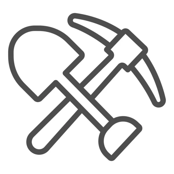 Ikona čar Lopaty a Pickaxe, koncept pracovního dne, symbol krumpáče a lopaty na bílém pozadí, ikona důlního zařízení ve stylu osnovy pro mobilní a web design. Vektorová grafika. — Stockový vektor