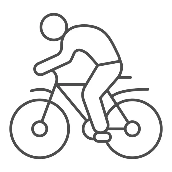 Man-on-Bike-Ikone, Sportkonzept, Silhouettenschild für Radfahrer auf weißem Hintergrund, Person fährt Fahrrad-Ikone im Outline-Stil für mobiles Konzept und Webdesign. Vektorgrafik. — Stockvektor