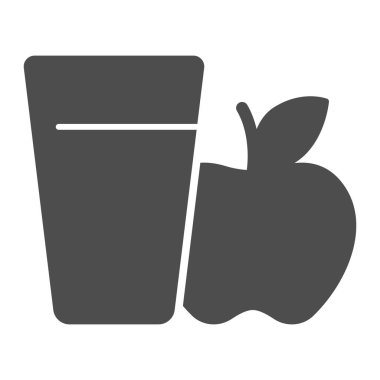 Meyve suyu ve elma suyu ikonu, Şükran Günü konsepti, beyaz arka planda elma hasadı tabelası mobil ve web tasarımı için taze meyve suyu ikonu. Vektör grafikleri.