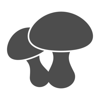 Mantarlar katı ikon, Şükran Günü konsepti, beyaz arka planda mantar bitkisi işareti, mobil konsept ve web tasarımı için iki mantar ikonu. Vektör grafikleri.