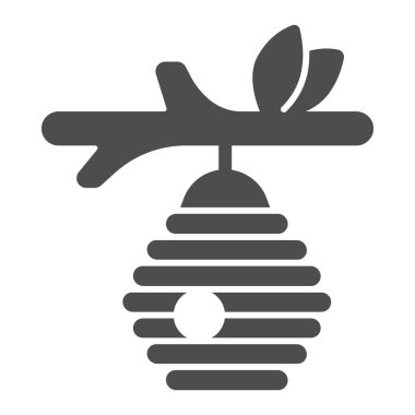 Dal gibi sağlam bir ikona sahip arı kovanı, Şükran Günü konsepti, beyaz arka planda arı kovanı işareti, mobil konsept ve web tasarımı için bal arısı ev ikonu. Vektör grafikleri.