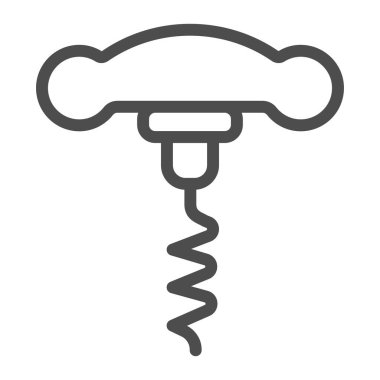 Tirbuşon çizgisi ikonu, Şükran Günü konsepti, beyaz arka planda şişe vidası işareti, mobil konsept ve web tasarımı için ana hatlı simge. Vektör grafikleri.