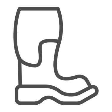 Lastik çizme çizme ikonu, Şükran Günü konsepti, beyaz arka planda çiftçi su geçirmez ayakkabı tabelası, mobil konsept ve web tasarımı için taslak çizme simgesi. Vektör grafikleri.