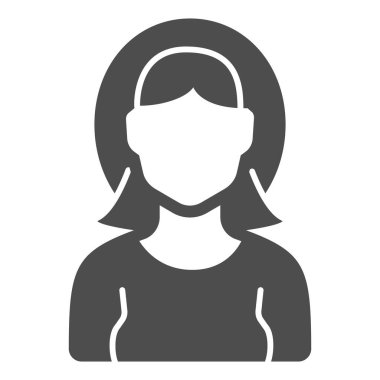 Kadın köylü katı ikonu, Şükran Günü konsepti, beyaz arka planda çiftçi kız imzası, mobil konsept ve web tasarımı için yetişkin çiftçi kadın ikonu. Vektör grafikleri.