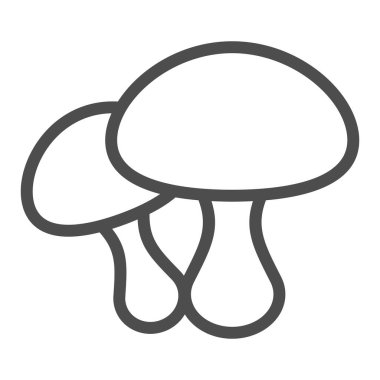 Mantar hattı ikonu, Şükran Günü konsepti, beyaz arka planda mantar bitkisi tabelası, mobil konsept ve web tasarımı için ana hatlı iki mantar ikonu. Vektör grafikleri.