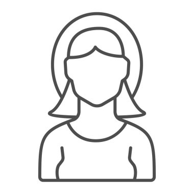 Kadın köylü ince çizgi ikonu, Şükran Günü konsepti, beyaz arka planda çiftçi kız imzası, mobil konsept ve web tasarımı için ana hatlı yetişkin çiftçi kadın ikonu. Vektör grafikleri.