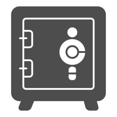 Sağlam ikon, web güvenlik konsepti, beyaz arka planda Data güvenlik işareti, mobil konsept ve web tasarımı için sembol biçiminde güvenli kutu simgesi ile ofis kasası. Vektör grafikleri.