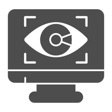 Göz somut ikonu, web güvenlik konsepti, beyaz arka planda siber göz sembolü, mobil konsept ve web tasarımı için glifli uygulama izleme simgesi. Vektör grafikleri.