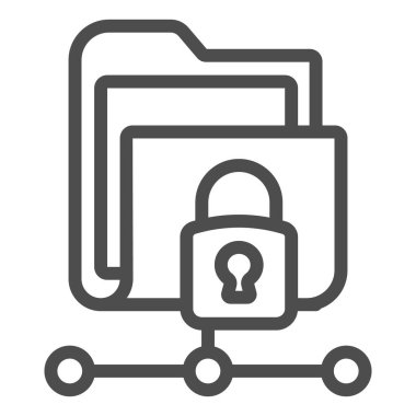 Bağlantı ve kilit çizgisi simgesi, web güvenlik kavramı, beyaz arkaplanda güvenli veri teknolojisi işareti, mobil tasarım için ana hatlı dizin simgesi, web tasarımı. Vektör grafikleri.