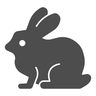 Tavşan katı ikon, evcil hayvan kavramı, beyaz arka planda tavşan silueti işareti, mobil konsept ve web tasarımı için kabartma şeklinde tavşan simgesi. Vektör grafikleri.