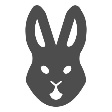 Tavşan kafası katı ikonu, evcil hayvan konsepti, beyaz arka planda tavşan yüzü işareti, mobil konsept ve web tasarımı için glifli baş siluet simgesi. Vektör grafikleri.