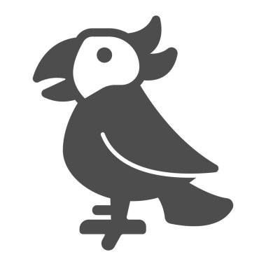 Papağan katı ikonu, evcil hayvan konsepti, beyaz arka planda papağan işareti, mobil konsept ve web tasarımı için glifli papağan ikonu. Vektör grafikleri.