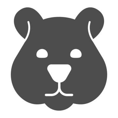 Hamster baş sert ikon, evcil hayvan kavramı, beyaz arka planda kemirgen silueti işareti, mobil konsept ve web tasarımı için Hamster baş simgesi. Vektör grafikleri.