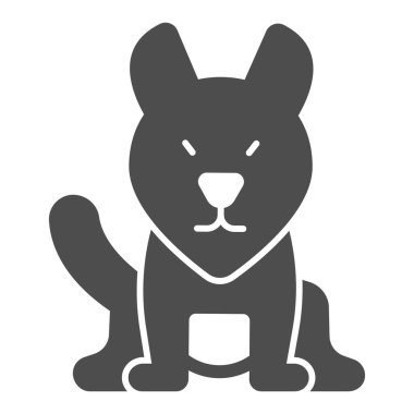 Watchdog katı ikonu, evcil hayvan konsepti, beyaz arka planda köpek evcil hayvan tabelası, mobil konsept ve web tasarımı için kabartma şeklinde köpek silueti simgesi. Vektör grafikleri.