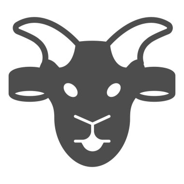 Keçi kafası simgesi, evcil hayvan kavramı, beyaz arka planda evcil keçi işareti, mobil konsept ve web tasarımı için kabartma şeklinde koyun silueti simgesi. Vektör grafikleri.