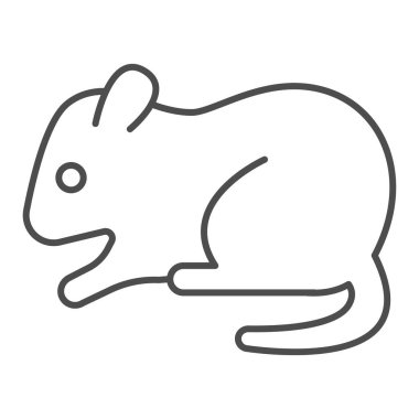 Hamster ince çizgi ikonu, evcil hayvan konsepti, beyaz arka planda kemirgen işareti, mobil konsept ve web tasarımı için ana hatlı Hamster Silueti simgesi. Vektör grafikleri.