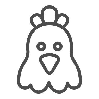 Tavuk kafası ikonu, evcil hayvan konsepti, beyaz arka planda tavuk kafası işareti, mobil konsept ve web tasarımı için ana hatlı tavuk ikonu. Vektör grafikleri.