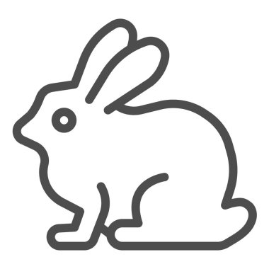 Tavşan çizgisi ikonu, evcil hayvan konsepti, beyaz arka planda tavşan silueti işareti, mobil konsept ve web tasarımı için ana hatlı tavşan simgesi. Vektör grafikleri.