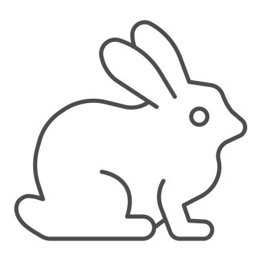 Tavşan ince çizgi ikonu, evcil hayvan konsepti, beyaz arka planda tavşan silueti işareti, mobil konsept ve web tasarımı için ana hatlı tavşan simgesi. Vektör grafikleri.