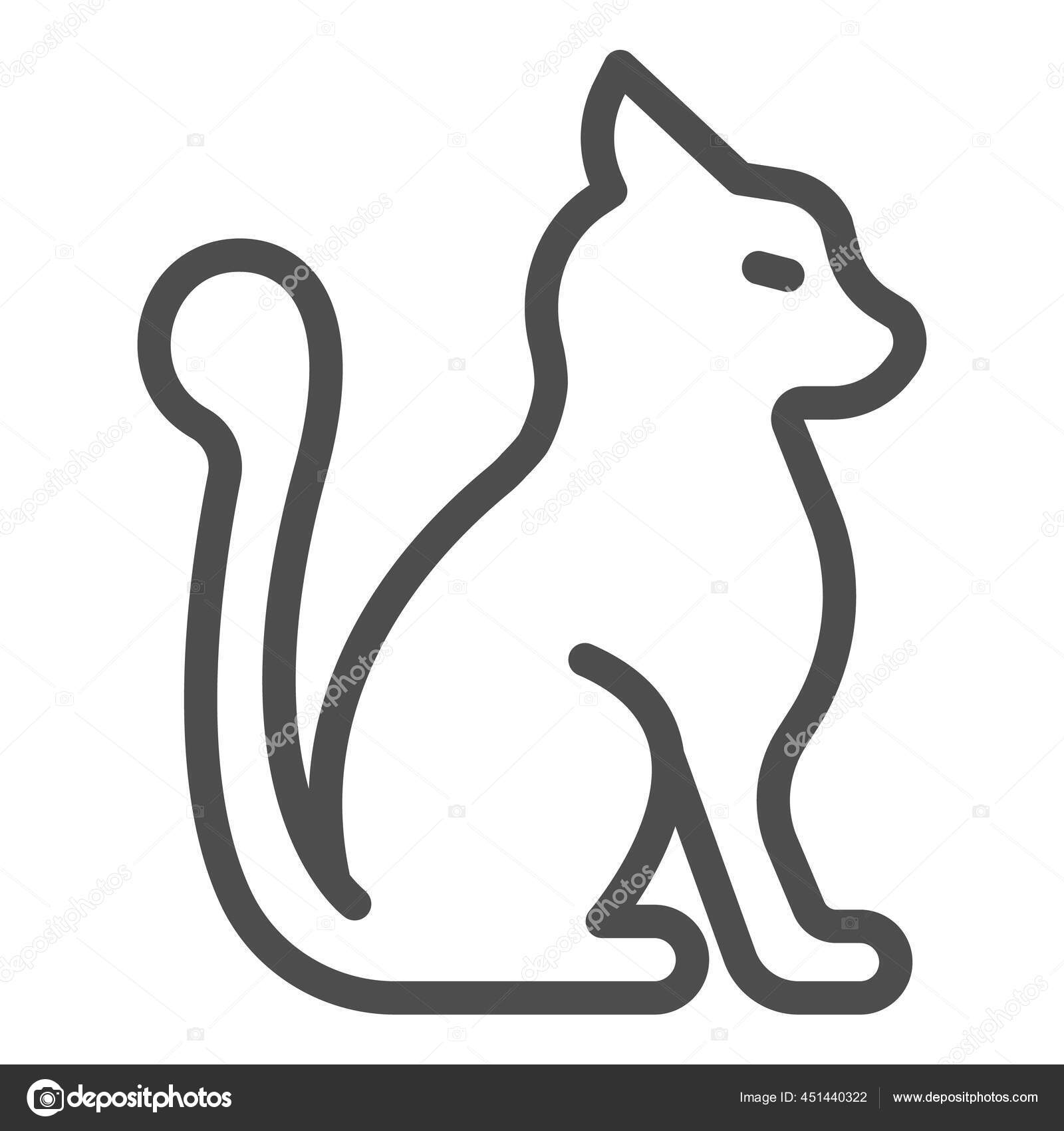 Cat With Fluffy Tail Line And Solid Icon Domestic Animals Concept