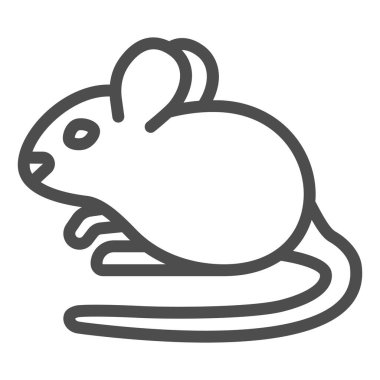 Fare çizgisi simgesi, evcil hayvan konsepti, beyaz arka planda fare işareti, mobil konsept ve web tasarımı için ana hatlı fare silueti simgesi. Vektör grafikleri.