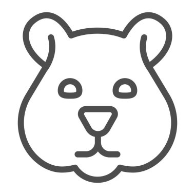 Hamster kafa çizgisi ikonu, evcil hayvan konsepti, beyaz arka planda kemirgen silueti işareti, mobil konsept ve web tasarımı için ana hatlı Hamster baş ikonu. Vektör grafikleri.