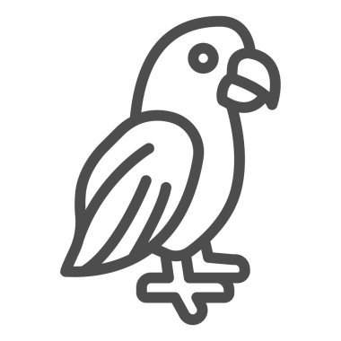 Papağan çizgisi ikonu, evcil hayvan kavramı, beyaz arka planda papağan işareti, mobil konsept ve web tasarımı için ana hatlı papağan ikonu. Vektör grafikleri.